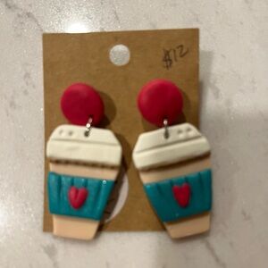 NWT Ladies’  holiday Starbuck’s  cup hand crafted  polymer clay earrings